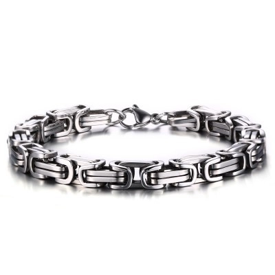 Pulsera de Cadena Bizantina para Hombre Joyería de Acero de Titanio Pesado Pulsera de Eslabones Gruesos para Hombre Punk Rock
