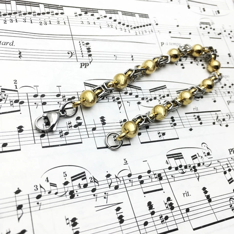 Herren Edelstahl Byzantinisches Armband Zweifarbig Gold Silber Kettenglied Maskuliner Modeschmuck Zubehör Geschenk