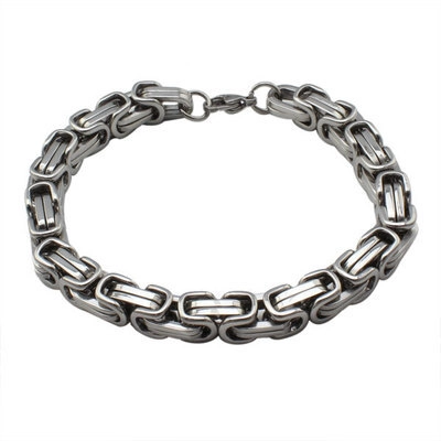 Pulsera de Cadena Bizantina para Hombre Joyería de Acero de Titanio Pesado Pulsera de Eslabones Gruesos para Hombre Punk Rock