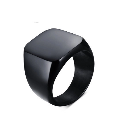 Anello Sigillo da Uomo Minimalista in Acciaio Inossidabile Lucidato Parte Superiore Piatta Quadrata Anello a Fascia per Uomo Ragazzo Regalo Gioielli