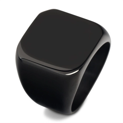 Anello Signet da Uomo in Acciaio Inossidabile Minimalista Piano Quadrato Lucido Retro Geometrico Moda Gioielli Quotidiani Regalo