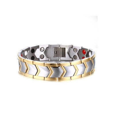 Herren Magnettherapie Titanstahl Armband Zweifarbig Gold Silber Edelstahl Gliederarmband Für Gesundheit Bio Energie Mode Schmuck Armreif