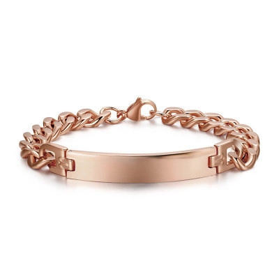 Edelstahl Roségold Vergoldetes ID Armband Für Damen Herren Panzerkette Gebogene Platte Blanko Metallanhänger Armband Modeschmuck Geschenk