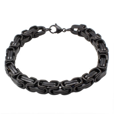 Bracciale Catena Bizantina Uomo Acciaio Inossidabile Maglia Spessa Oro Argento Nero Punk Hip Hop Gioielli Regalo Uomo