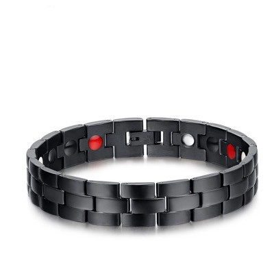 Men's Magnetic Therapy Titanium Steel Bracelet Matte Black IP Plating Stainless Steel Bio Energy Health Jewelry For Men