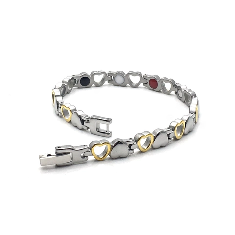 Edelstahl Herz Magnettherapie Armband Für Damen Zweifarbig Gold Silber Gesundheitspflege Link Armband Mode Schmuck Geschenk