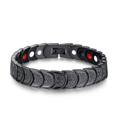 Pulsera de Magnetoterapia de Acero Inoxidable Negro para Hombre Pulsera de Cadena de Eslabones de Escamas Joyería para Hombre