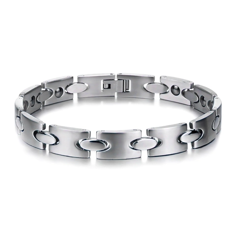 Mode Titanstahl Magnettherapie Armband Unisex Matt Silber Geometrische Glieder Gesundheitswesen Schmuck Poliertes Armband