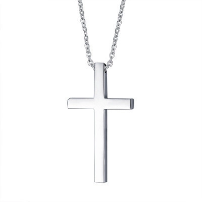 Minimalistische Gepolijst Titanium Staal Kruis Hanger Ketting Glad Oppervlak Zilveren Sieraden Voor Unisex Dagelijks Cadeau