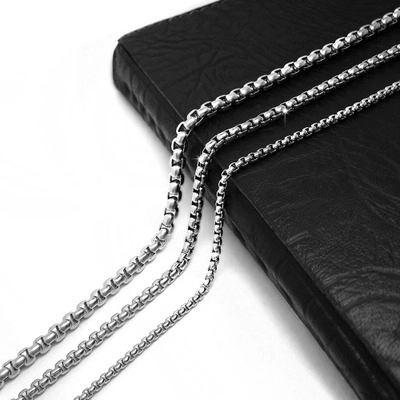 Minimalistische Titanstahl Halskette Mit Ineinandergreifenden Gliedern Für Herren Damen Hochglanzpolierte Geometrische Box-Kette Unisex Schmuck