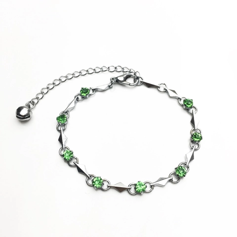 Pulsera de Eslabones Geométricos de Aleación de Moda para Mujer Multicolor Rojo Azul Verde Pulsera con Colgante de Campana Cadena Ajustable Joyería