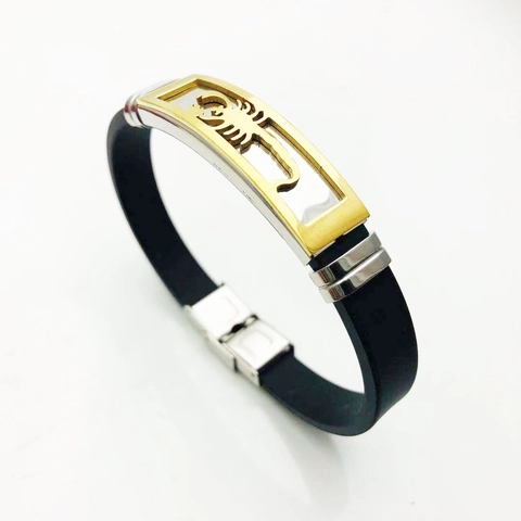 Men Punk Rock Scorpion Silicone Stainless Steel Bracelet Fashion Personalized Scorpio Biker Jewelry Wristband Accessory