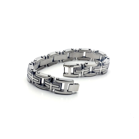Herren Edelstahl Kreuz Gliederkette Armband Gothic Industrial Stil Titanium Stahl Armband Für Männer Schmuck Geschenk