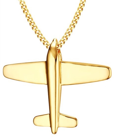 Minimalist Stainless Steel Airplane Pendant Necklace For Men Women Gold Silver Polished Aviation Jewelry Creative Gift