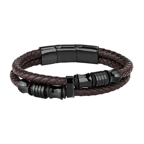 Pulsera Trenzada de Acero Inoxidable para Hombre Negro Cierre Magnético Galvanizado Estilo Industrial Accesorio Joyería Masculina