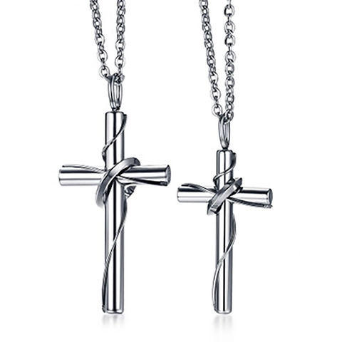 Collar con Colgante de Cruz para Pareja de Acero Inoxidable Collar de Crucifijo Minimalista Pulido para Hombres Mujeres Joyería Religiosa