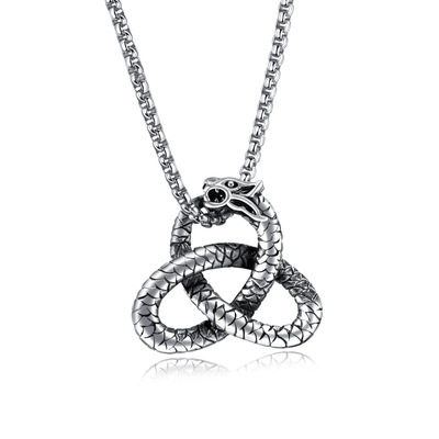 Vintage Stainless Steel Celtic Knot Dragon Ouroboros Pendant Necklace For Men Women Punk Mythology Animal Jewelry Gift