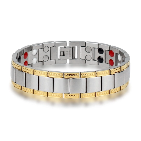 Herren Titanstahl Magnetfeldtherapie Armband Breit Gliederkette Gold Silber Bicolor Energie Gesundheit Schmuck Armband Für Männer