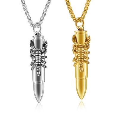 Heren Retro Punk Schorpioen Omwikkelde Kogel Hanger Halsketting Roestvrij Staal Gothic Dier Gepersonaliseerde Sieraden Voor Man