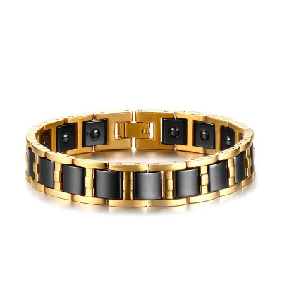 Industriële Heren Armband Roestvrij Staal Keramiek Magneettherapie Geometrische Schakelketting Goud Zwart Punk Mode Sieraden