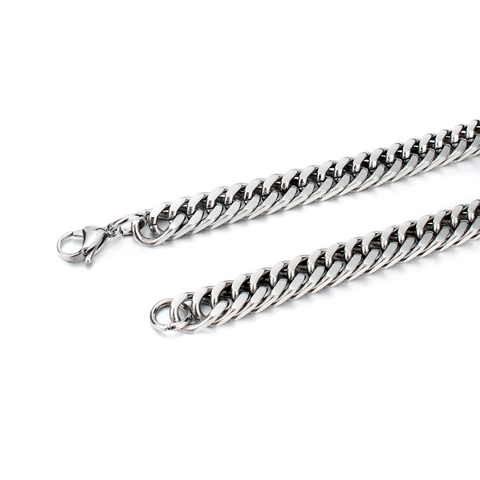 Collar de Cadena de Eslabones Cubanos Gruesos de Acero de Titanio para Hombre Cadena Pulida de Acero Inoxidable Joyería Hip Hop