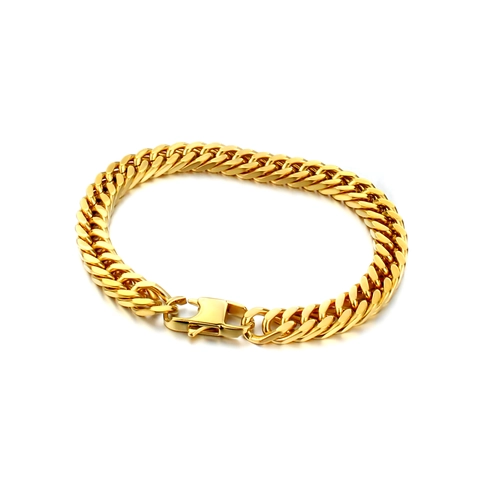 Bracciale da Uomo in Acciaio Inossidabile Oro Maglia Cubana Hip Hop Moda Bracciale a Catena Geometrica per Gioielli Uomo