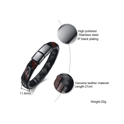 Pulsera de Cuero Trenzado Minimalista Moderno para Hombre Con Hebilla Magnética de Acero Inoxidable Negro Marrón Joyería