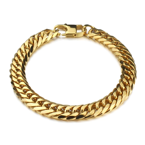 Herren Gold Edelstahl Panzerkette Armband Poliert Schwere Kette Mode Schmuck Zubehör Geschenk Für Ihn