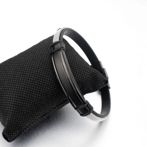 Unisex Roestvrij Staal Gaas Splicing Kunstleer Armband Industriele Stijl Mode Polsband Sieraden Voor Mannen Vrouwen