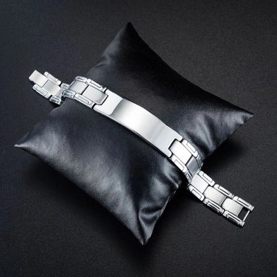 Bracciale ID da Uomo Minimalista in Acciaio Inossidabile Lucido Spazzolato Metallo Catena Tank Bracciale Gioielli Business Casual Regalo Uomo