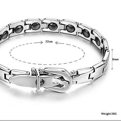 Bracciale Magnetico in Acciaio al Titanio da Uomo Catena Geometrica con Fibbia della Cintura Bracciale in Metallo Lucidato