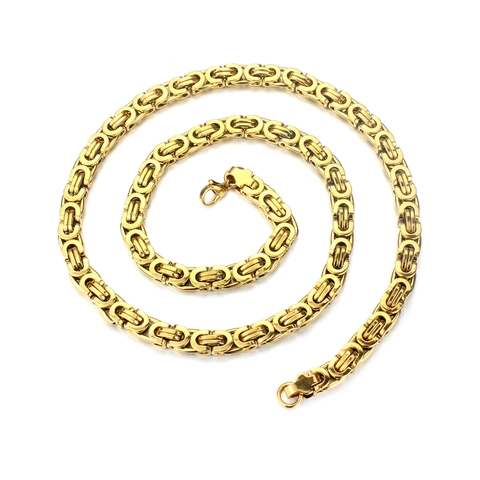 Collana a Catena Bizantina in Acciaio al Titanio da Uomo Stile Punk Vintage Oro Argento Nero Collana Gioielli per Uomo