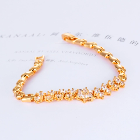 Lussuoso Bracciale da Sposa in Rame Placcato Oro a Fiori per Donna Zirconia AAA Intarsiata Geometrica Gioielli per Nozze