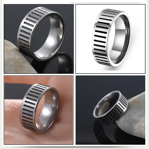 Men Retro Titanium Steel Ring With Roman Numerals Vintage Industrial Style Antique Silver Polished Finger Ring For Unisex Jewelry