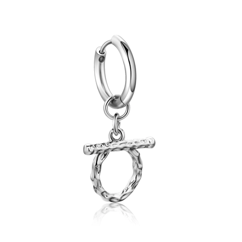 Orecchini a Cerchio in Acciaio al Titanio Minimalisti Con Texture Martellata Argento Orecchini a Pendente Circolare Lucidato Gioielli Donna