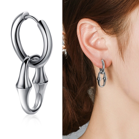 Retro Punk Titanium Steel V-Shaped Drop Earrings Minimalist Silver Metal Geometric Earrings For Men Women Cool Jewelry