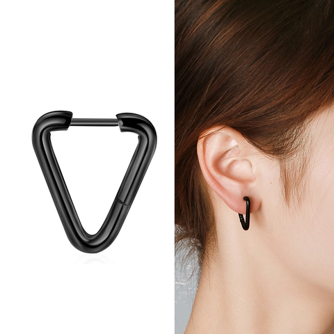 Orecchini a Cerchio a Triangolo Geometrico Minimalista in Acciaio Inossidabile per Uomo Donna Gioielli di Moda Personalizzati