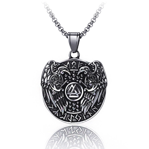 Wikinger Krieger Schild Anhänger Halskette Edelstahl Retro Runen Thors Hammer Drachen Relief Anhänger Boxkette Schmuck Herren