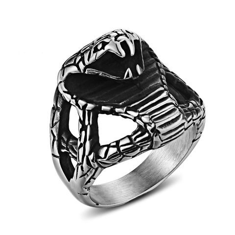 Anello Cobra Vintage in Acciaio Inossidabile per Uomo Punk Gothic Serpente Animale Anello da Dito Gioielli Regalo Accessorio Moda Uomo