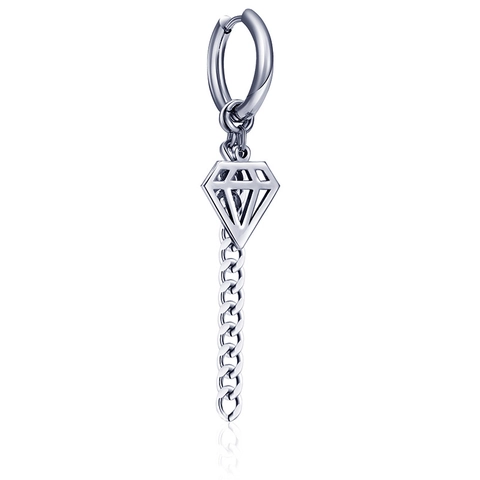 Orecchini a Cerchio in Acciaio al Titanio Hip Hop Vintage per Uomo Donna Croce Fulmine Forma di Diamante Pendente Catena Orecchini Punk