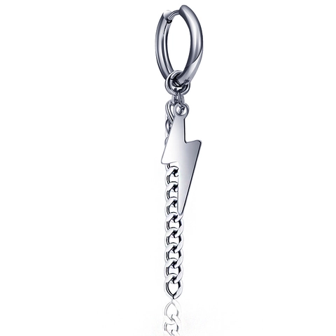 Orecchini a Cerchio in Acciaio al Titanio Hip Hop Vintage per Uomo Donna Croce Fulmine Forma di Diamante Pendente Catena Orecchini Punk