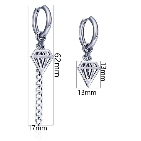 Titanium Steel Retro Hip Hop Dangle Earrings For Men Women Punk Geometric Cross Lightning Dagger Sword Hoop Earrings Jewelry