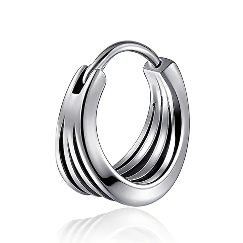 Orecchini a Cerchio Vintage in Acciaio Inossidabile 304 Multistrato Scanalati per Uomo Donna Minimalisti a Forma di U Lucidati Gioielli