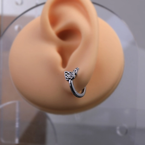 Retro Schmetterling Ohrstecker Für Herren Hip Hop Stil Antiksilber Kupfer Mit Edelstahl Stift Strass Schmuck