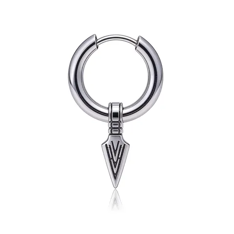 Orecchino a Cerchio con Pendente a Punta di Freccia in Acciaio Inossidabile Vintage da Uomo Punk Design Geometrico Singolo Gioiello
