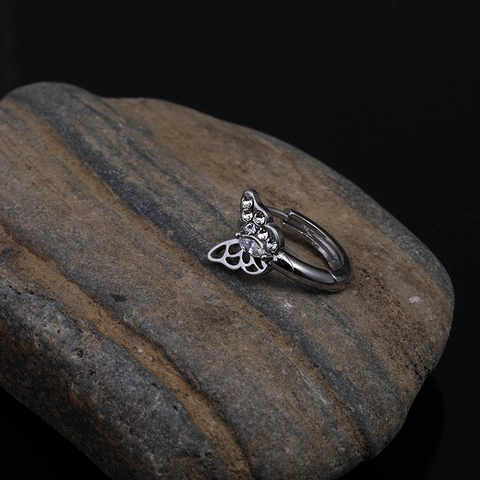 Retro Schmetterling Ohrstecker Für Herren Hip Hop Stil Antiksilber Kupfer Mit Edelstahl Stift Strass Schmuck