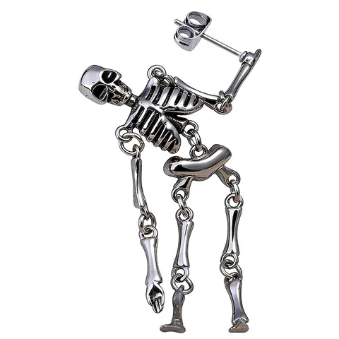 Orecchini a Goccia con Teschio di Scheletro in Acciaio Inossidabile Punk Gothic Per Uomo Donna Articolazioni Mobili Gioielli