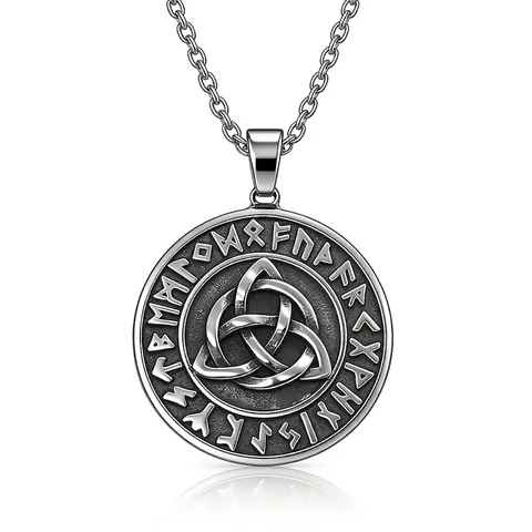 Collana con Pendente a Runa Vichinga in Acciaio Inossidabile Vintage Medaglione Vichingo Vichingo con Nodo Celtico da Uomo