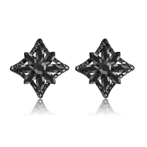Boucles d'Oreilles Clous Vintage en Alliage de Strass Fleur Losange Géométrique Exagéré Creux pour Femmes Bijoux de Fête