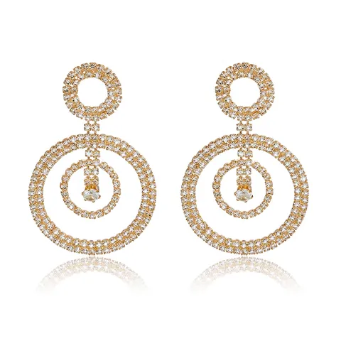 Luxury Alloy Rhinestone Tassel Dangle Earrings For Women Fashion Leaf Shape Crystal Drop Earrings Banquet Party Jewelry